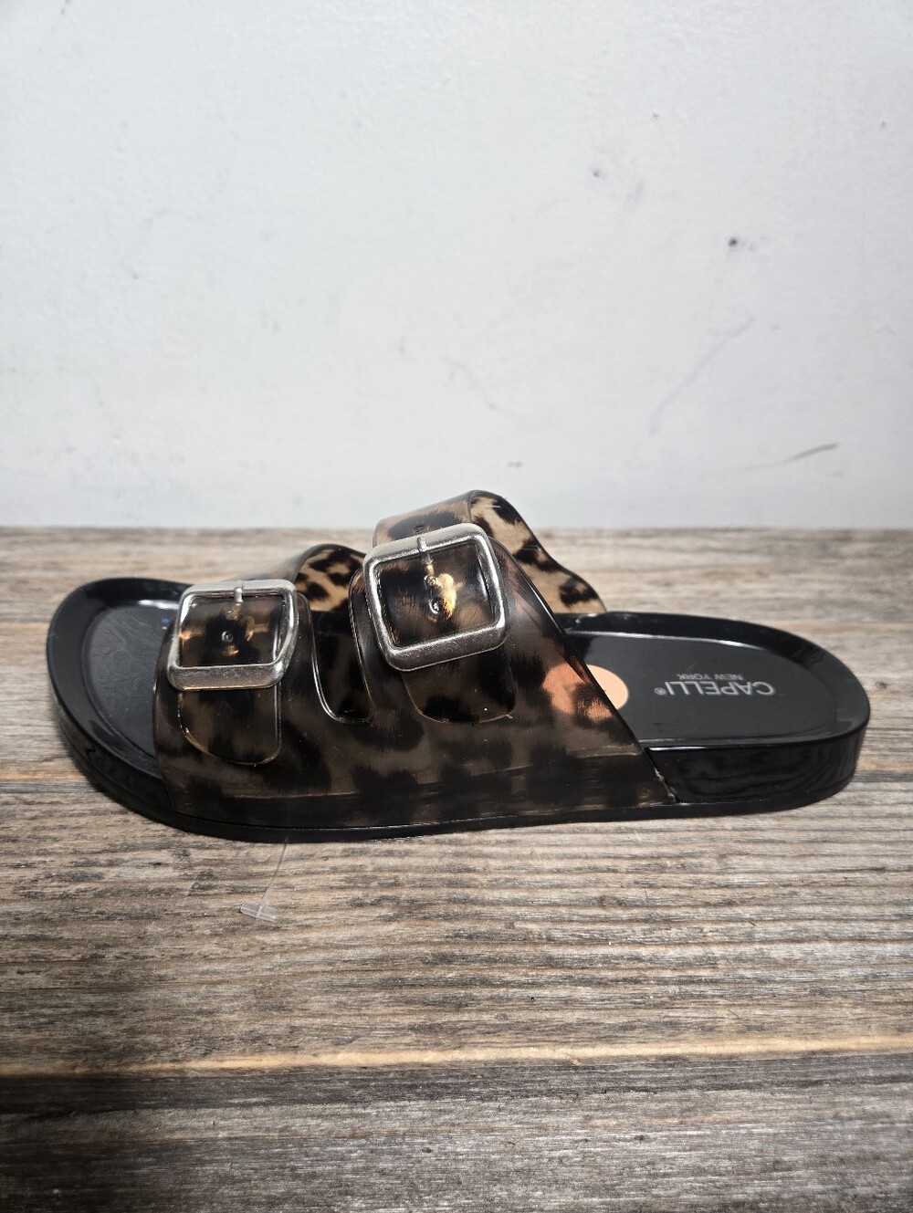 Capelli New York Leopard Print Buckle Slide Sandal